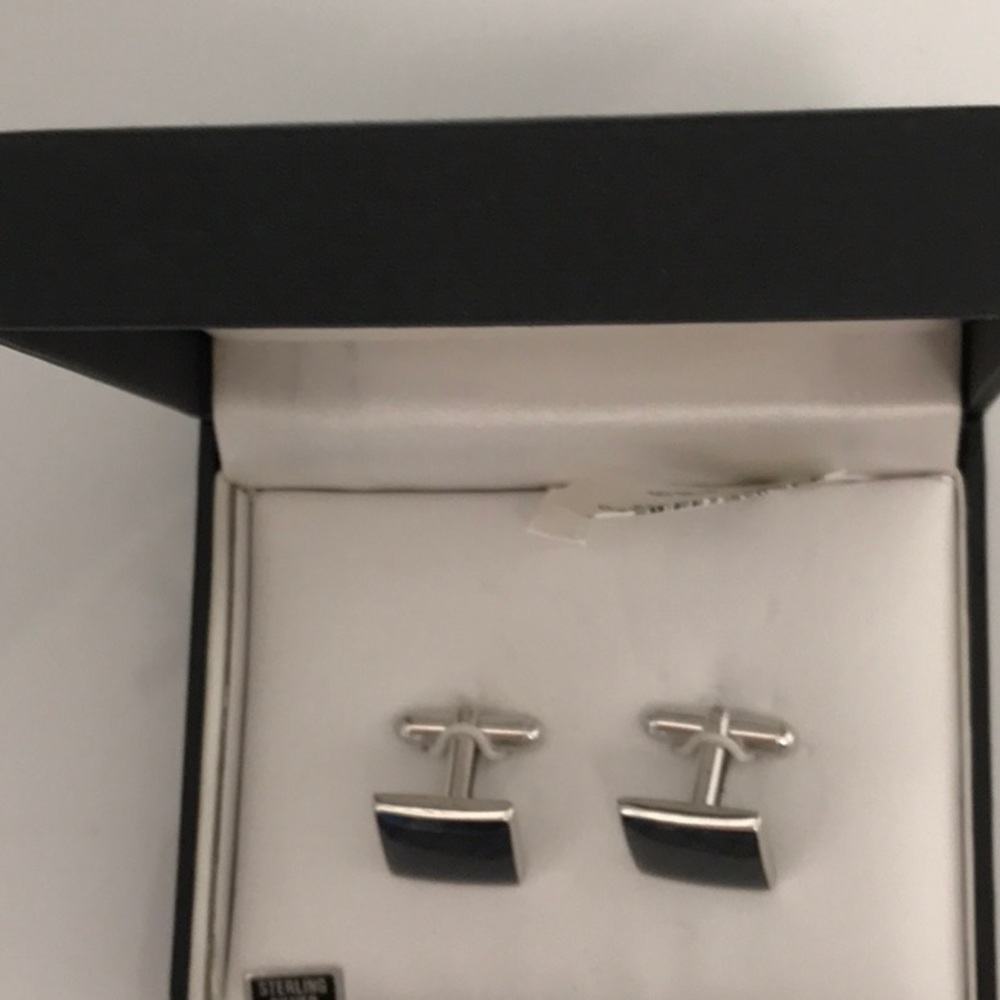 David Donahue sterling silver enamel cuff links. NWT , nice gift box - Picture 2 of 7
